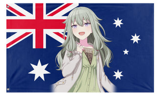 Nene Kusanagi in front of the Australian flag (aamic)