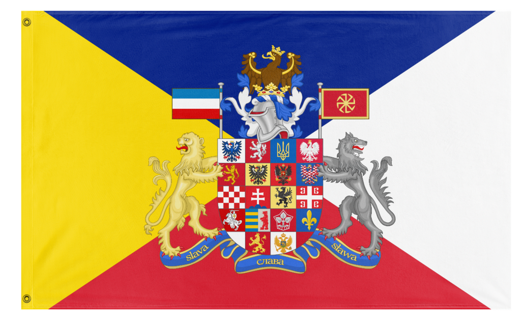 Pan-Slavic coat of arms with Interslavic flag (Me) – Flagmaker & Print