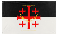 A mockup of the custom flag 'ordo sanctus deserti flag' on a white background