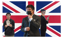 A mockup of the custom flag 'THE WOO flag' on a white background