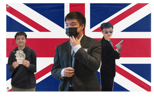 A mockup of the custom flag 'THE WOO flag' on a white background