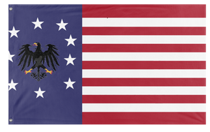 A mockup of the custom flag 'America' on a white background