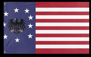 A mockup of the custom flag 'America' on a white background