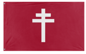A mockup of the custom flag 'Republic of Free France flag' on a white background