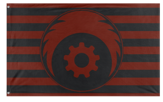 A mockup of the custom flag 'steelplague flag' on a white background