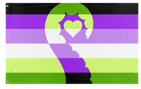 A mockup of the custom flag 'Monster flag' on a white background
