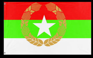 A mockup of the custom flag 'Republic of new abhakzia flag' on a white background