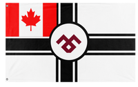 A mockup of the custom flag 'Reyism Canadian Republic flag' on a white background