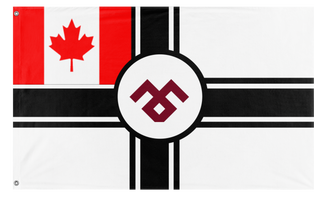 A mockup of the custom flag 'Reyism Canadian Republic flag' on a white background
