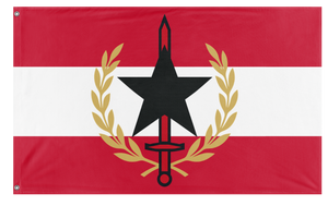 A mockup of the custom flag 'Reyism Republic flag' on a white background