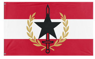 A mockup of the custom flag 'Reyism Republic flag' on a white background