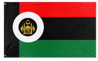 A mockup of the custom flag 'Afghani empire flag' on a white background