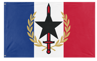 A mockup of the custom flag 'Reyism France flag' on a white background