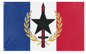 A mockup of the custom flag 'Reyism France flag' on a white background