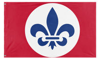 A mockup of the custom flag 'Reyism Anti Monarchist Movement flag' on a white background