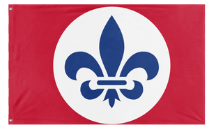 A mockup of the custom flag 'Reyism Anti Monarchist Movement flag' on a white background