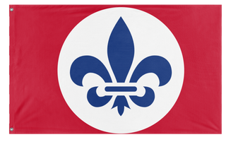 A mockup of the custom flag 'Reyism Anti Monarchist Movement flag' on a white background