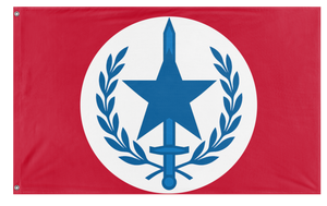A mockup of the custom flag 'Reyism Movement flag' on a white background