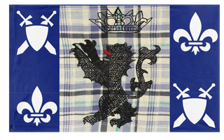 A mockup of the custom flag 'Thrauthemburg flag' on a white background