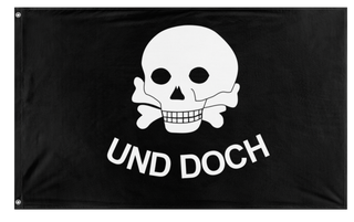 A mockup of the custom flag 'Frei Korp flag' on a white background