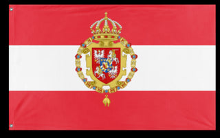 A mockup of the custom flag 'PolishLithuanian commonwealth  flag' on a white background