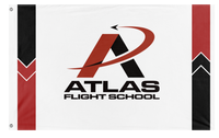 A mockup of the custom flag 'Atlas Flight School flag' on a white background