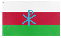A mockup of the custom flag 'Snowlandia flag' on a white background