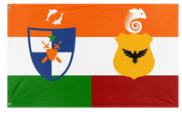 A mockup of the custom flag 'Sri Lankan-Indian Union flag' on a white background