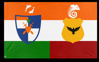 A mockup of the custom flag 'Sri Lankan-Indian Union flag' on a white background