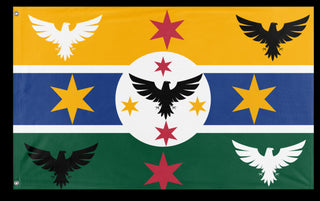 A mockup of the custom flag 'Eagles & Stars flag' on a white background