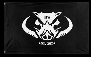 A mockup of the custom flag 'HW flag' on a white background