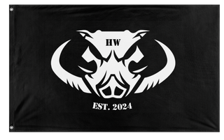 A mockup of the custom flag 'HW flag' on a white background
