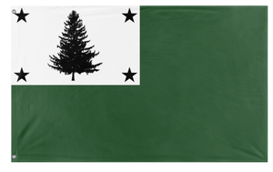 A mockup of the custom flag 'pine tree flag' on a white background