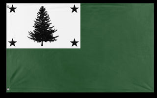 A mockup of the custom flag 'pine tree flag' on a white background