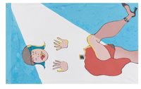 A mockup of the custom flag 'Dancing Woman Test flag' on a white background