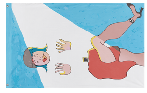 A mockup of the custom flag 'Dancing Woman Test flag' on a white background