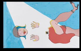 A mockup of the custom flag 'Dancing Woman Test flag' on a white background