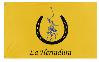 A mockup of the custom flag 'La Herradura Polo Club flag' on a white background