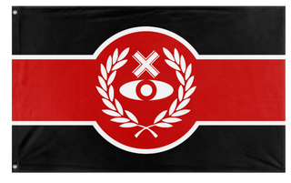 A mockup of the custom flag 'Trinireign flag' on a white background