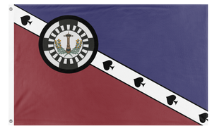 A mockup of the custom flag 'Free New Vegas flag' on a white background