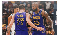 A mockup of the custom flag 'Luka and Bron flag' on a white background