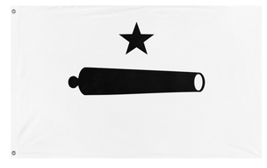 A mockup of the custom flag 'railer flag' on a white background