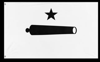 A mockup of the custom flag 'railer flag' on a white background