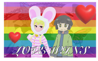 A mockup of the custom flag 'Love Wins flag' on a white background