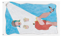 A mockup of the custom flag 'Dancing Woman flag' on a white background