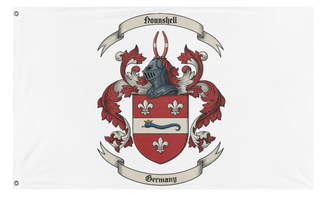 A mockup of the custom flag 'Hounshell Family Flag' on a white background