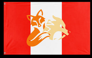 A mockup of the custom flag 'Animaless flag' on a white background