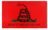 A mockup of the custom flag 'Socialist Gadsden flag' on a white background