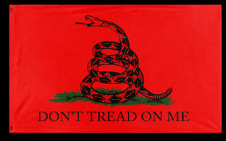 A mockup of the custom flag 'Socialist Gadsden flag' on a white background