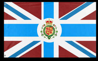 A mockup of the custom flag 'UK flag redsign flag' on a white background